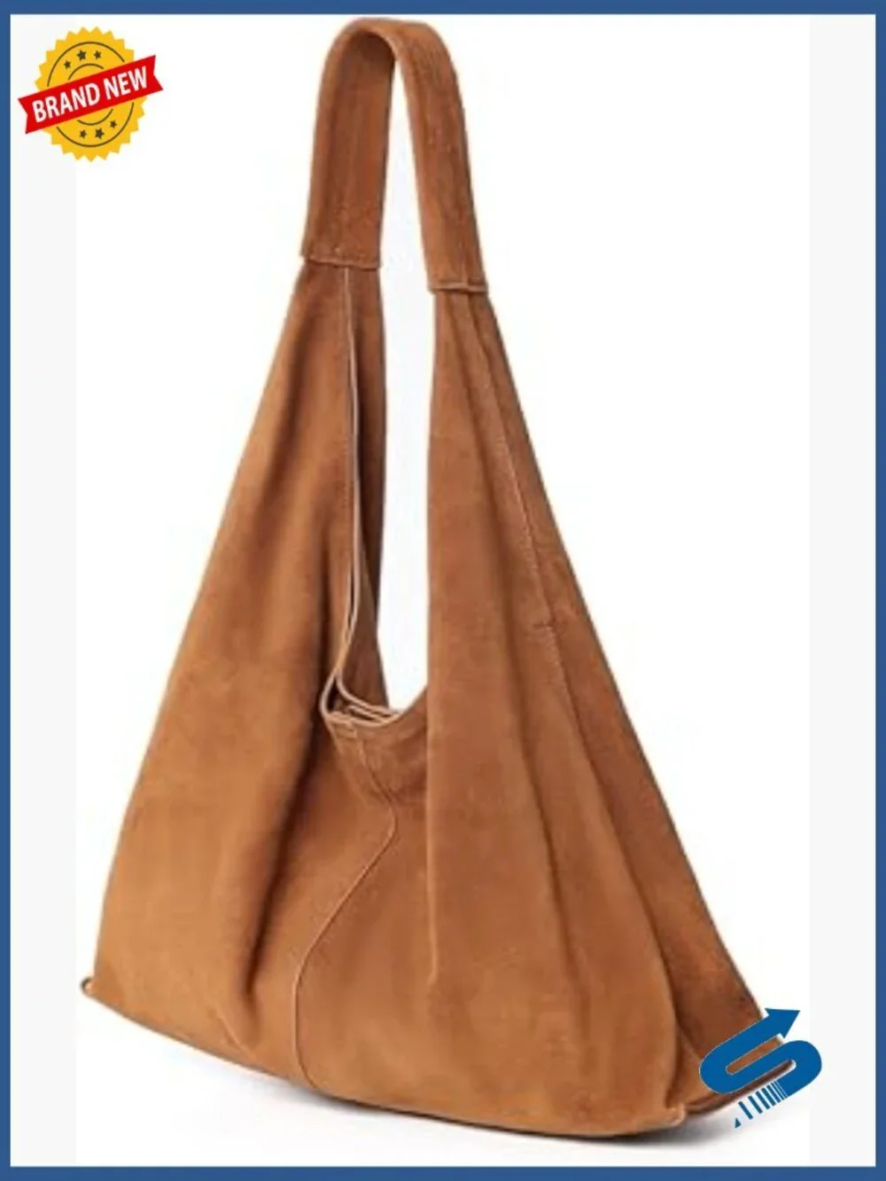 Genuine Suede Leather Hobo Bag Oversized Crescent Shoulder Tote With Detachable